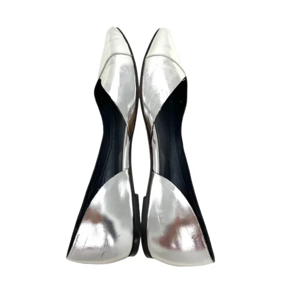 ISABEL Marant ÉTOILE Penn Metallic Silver Leather Point-toe Ballet Flats Size 6 - Picture 7 of 9